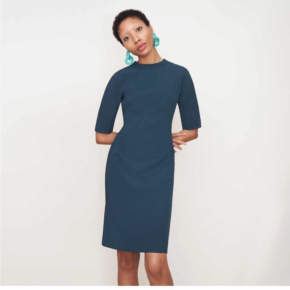 MM LaFleur Farnoosh Dress Size 14 Rainforest Pencil Short Sleeve